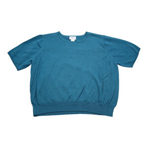 BFA Classics Shirt Womens 2X Blue Crew Neck Short Sleeve Knitted Stretch Top